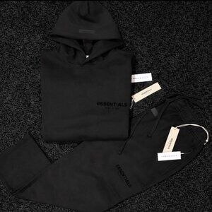 Essentials small black new set hoodie and sweatpants